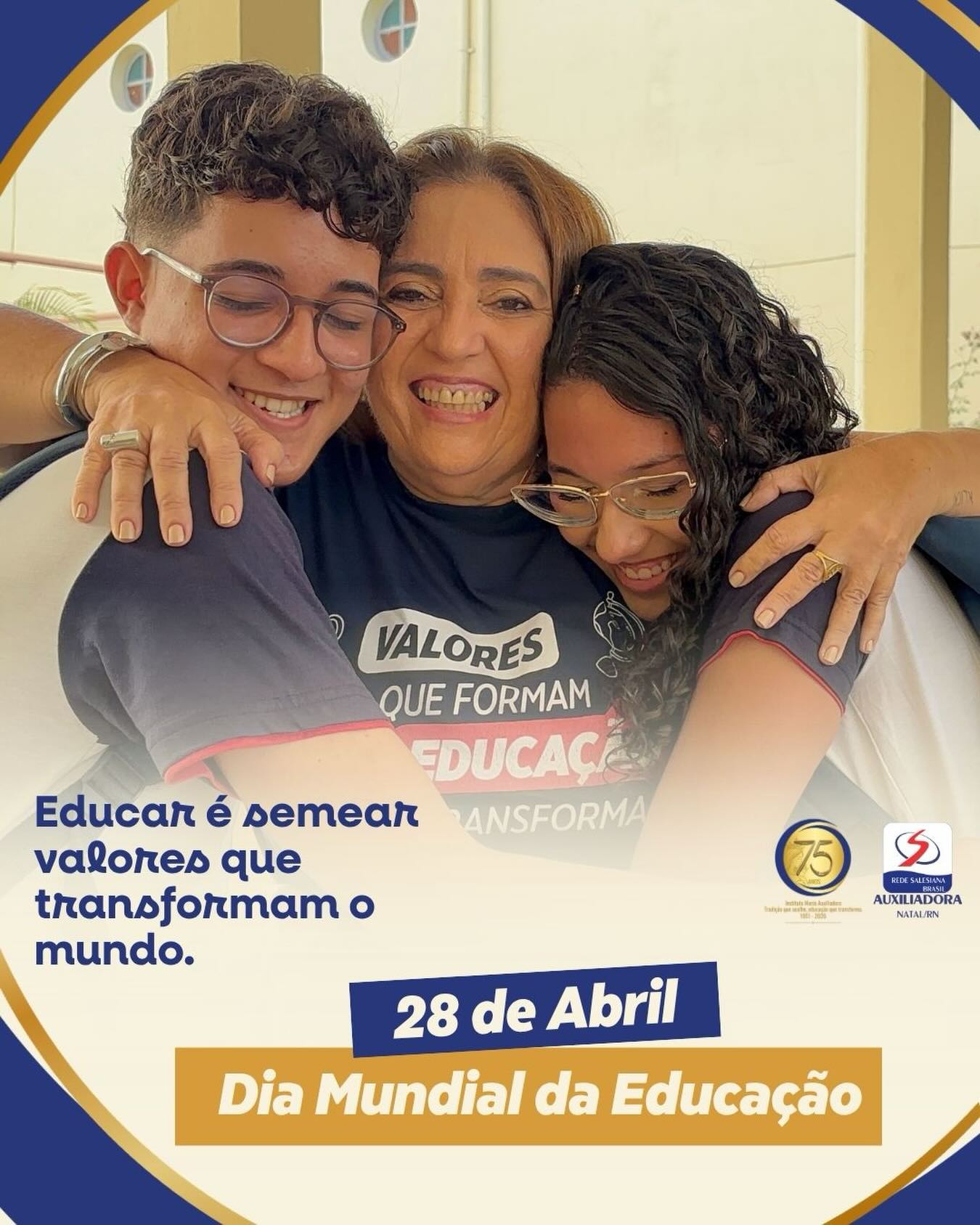 Hoje, 28 de abril, celebramos o Dia Mundial da Educação, reconhecendo seu papel fundamental na formação de cidadãos conscientes, críticos e comprometidos com a sociedade.

No Instituto Maria Auxiliadora, acreditamos que educar vai além do ensino acadêmico: é cultivar valores, incentivar sonhos e preparar para a vida.

Seguimos firmes na missão de transformar o mundo por meio da educação. 📚✨

@salesianasne @redesalesianabr @edebebrasil