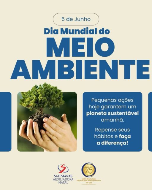 🌎💚 05 de junho | Dia Mundial do Meio Ambiente
Cuidar da Casa Comum é um compromisso de todos nós. Neste Dia Mundial do Meio Ambiente, renovamos a importância de pequenas atitudes que fazem a diferença na construção de um mundo mais sustentável, consciente e solidário.
Como educadores e formadores de cidadãos, acreditamos que a preservação da natureza começa com o respeito à vida, ao próximo e ao planeta que Deus nos confiou.
Que possamos semear hoje as ações que garantirão um futuro melhor para as próximas gerações. 🌱
#DiaMundialDoMeioAmbiente #InstitutoMariaAuxiliadora #EducaçãoSalesiana #CuidarDaCasaComum #Sustentabilidade