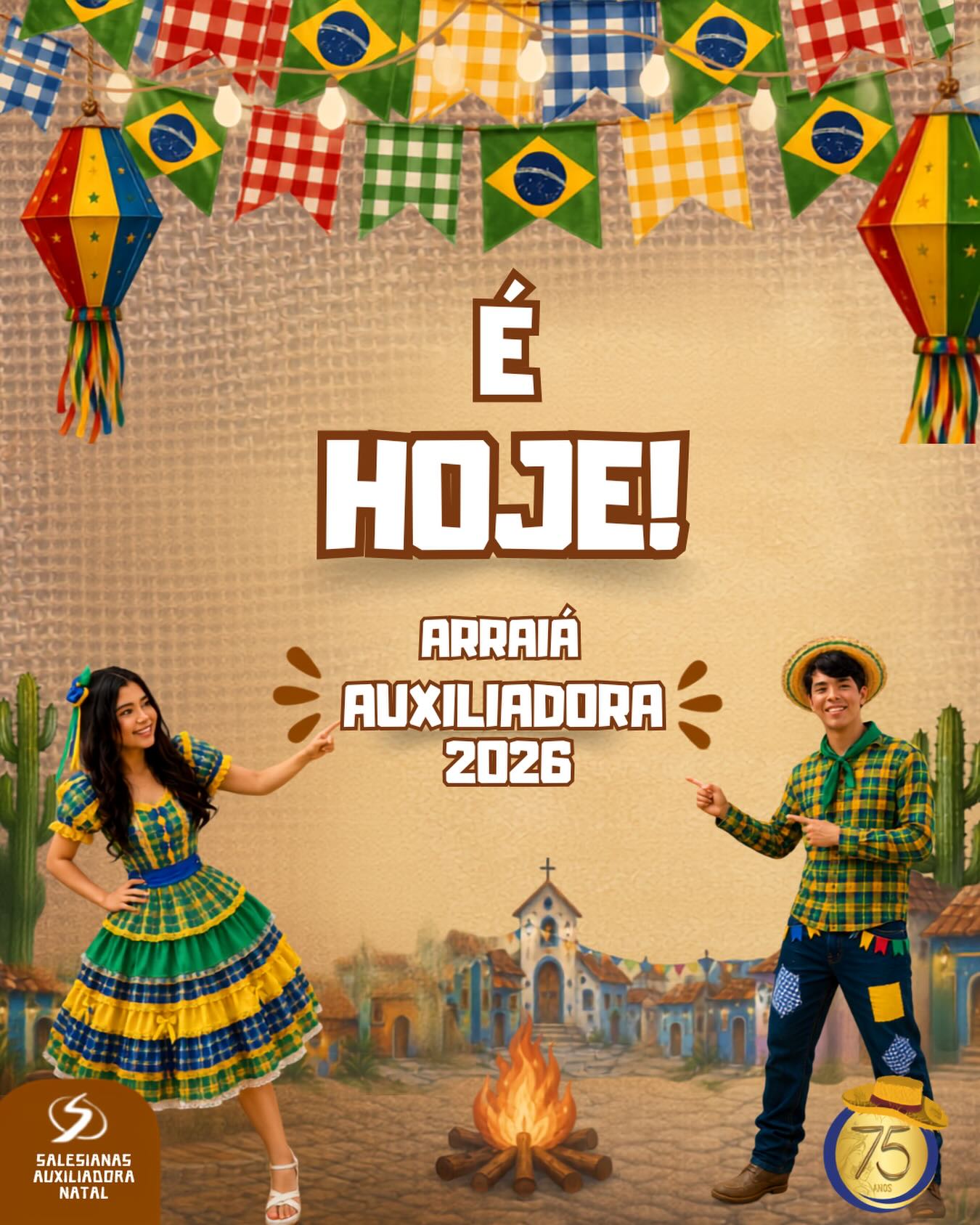 🎉🤠 É HOJE! 🤠🎉
Chegou o grande dia do nosso Arraiá do Auxiliadora 2026! 🌽💙
A partir das 14h45, nossa escola estará em festa para celebrar a cultura nordestina, expressão de identidade, fé e esperança. Teremos apresentações, quadrilhas, comidas típicas, muito forró, diversão e momentos especiais para toda a família!
Vista seu traje junino, reúna quem você ama e venha viver essa tradição conosco!
📍 Instituto Maria Auxiliadora
⏰ A partir das 14h45
Estamos esperando por você! ✨🌻
#ArraiaDoAuxiliadora #ÉHoje #SãoJoão2026 #CulturaNordestina #FamiliaAuxiliadora