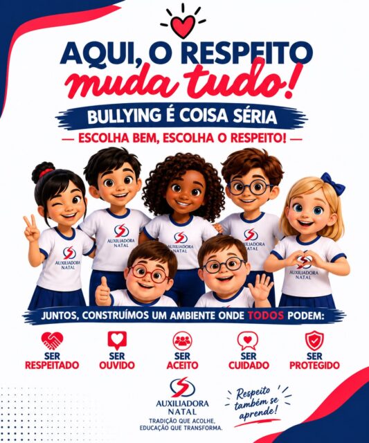 💙 Aqui, o respeito muda tudo!

No Instituto Maria Auxiliadora, acreditamos que construir um ambiente seguro e acolhedor é responsabilidade de todos. Por isso, reforçamos uma mensagem que precisa estar sempre presente: bullying é coisa séria!

Respeitar, ouvir, acolher, cuidar e proteger são atitudes que fazem a diferença. 🤝✨

Cada palavra, cada gesto e cada escolha podem transformar o dia de alguém. Juntos, podemos construir uma escola onde todos sejam respeitados, ouvidos, aceitos, cuidados e protegidos. 💙

🚫 Diga não à violência e ao bullying.
❤️ Escolha bem. Escolha o respeito!

#BullyingÉCoisaSéria #AquiORespeitoMudaTudo #DigaNãoAoBullying #Respeito #InstitutoMariaAuxiliadora AuxiliadoraNatal EducaçãoQueTransforma