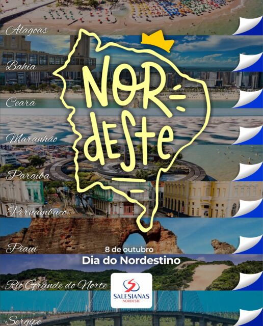 🌵💙 Ser nordestino é carregar no coração a força de um povo que acolhe, sonha, acredita e transforma.

Neste Dia do Nordestino, celebramos a nossa terra, nossa cultura, nossa fé, nossa alegria e, principalmente, a gente que faz do Nordeste um lugar tão especial.

Em cada canto do nosso Nordeste, há uma presença Salesiana que educa, acolhe e caminha junto com crianças, adolescentes, jovens e famílias. Somos uma só família, unida por uma missão que atravessa fronteiras:

❤️ Educar é formar o coração e a mente.

Inspiradas por Dom Bosco e Madre Mazzarello, acreditamos em uma educação que vai além do conhecimento. Uma educação que forma pessoas com valores, autonomia, fé, responsabilidade e esperança para transformar o mundo.

Somos Salesianas Nordeste. Somos parte dessa terra de coragem, criatividade, resistência e esperança.

E temos orgulho de ser nordestinos! 🌵☀️💙

Feliz Dia do Nordestino!