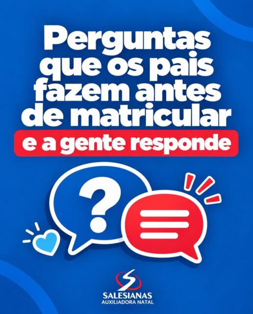 Escolher a escola do seu filho é uma das decisões mais importantes da vida de uma família, e é normal ter dúvidas antes de dar esse passo. Por isso reunimos as perguntas que mais recebemos: sim, temos tempo integral, das 11h30 às 17h30, com reforço, esporte, música, biblioteca e recreação; o ensino bilíngue começa a partir dos 2 anos e acompanha o aluno até o ensino médio; somos uma escola católica, mas as atividades religiosas não são obrigatórias e respeitamos todas as crenças; e as matrículas 2027 estão com uma super oportunidade! 30% de desconto na matrícula até novembro, além de desconto exclusivo para conveniados como OAB e CAARN, militares, bancários, IFRN, SENAC, Fecomércio, Guarda Municipal de Natal e outros sindicatos. 

Salve este post para consultar depois e marque quem está escolhendo escola em Natal. Estamos prontos para te atender. 💙